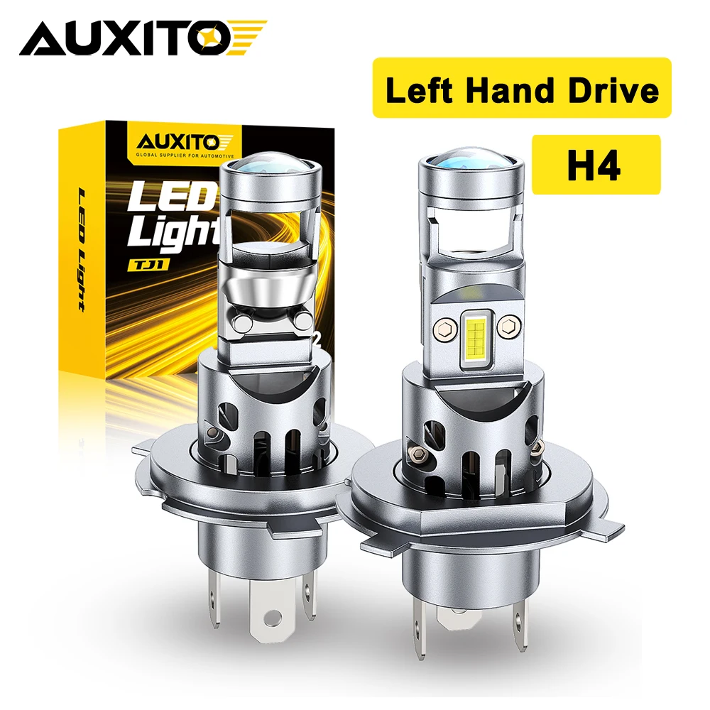 AUXITO 2Pcs H4 LED Projector Mini Car Headlight Bulbs Bi-LED Lens Projector Lenses H4 LED Headlamp High Low Beam for Cars Moto