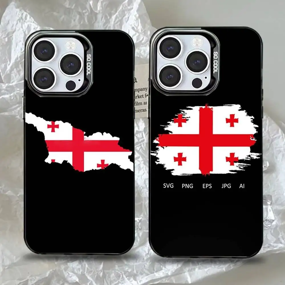 

Georgian flag Phone Case For iPhone 16,15,14,13,12,11,Pro,Max,Plus,Mini,XS,SE Anti Fall Black Matte Hard Bumper
