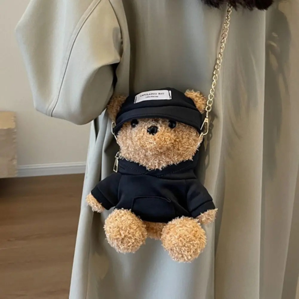 ミニぬいぐるみクマショルダーバッグかわいいクマクマぬいぐるみクロスボディバッグジッパーぬいぐるみクマふわふわハンドバッグ女の子