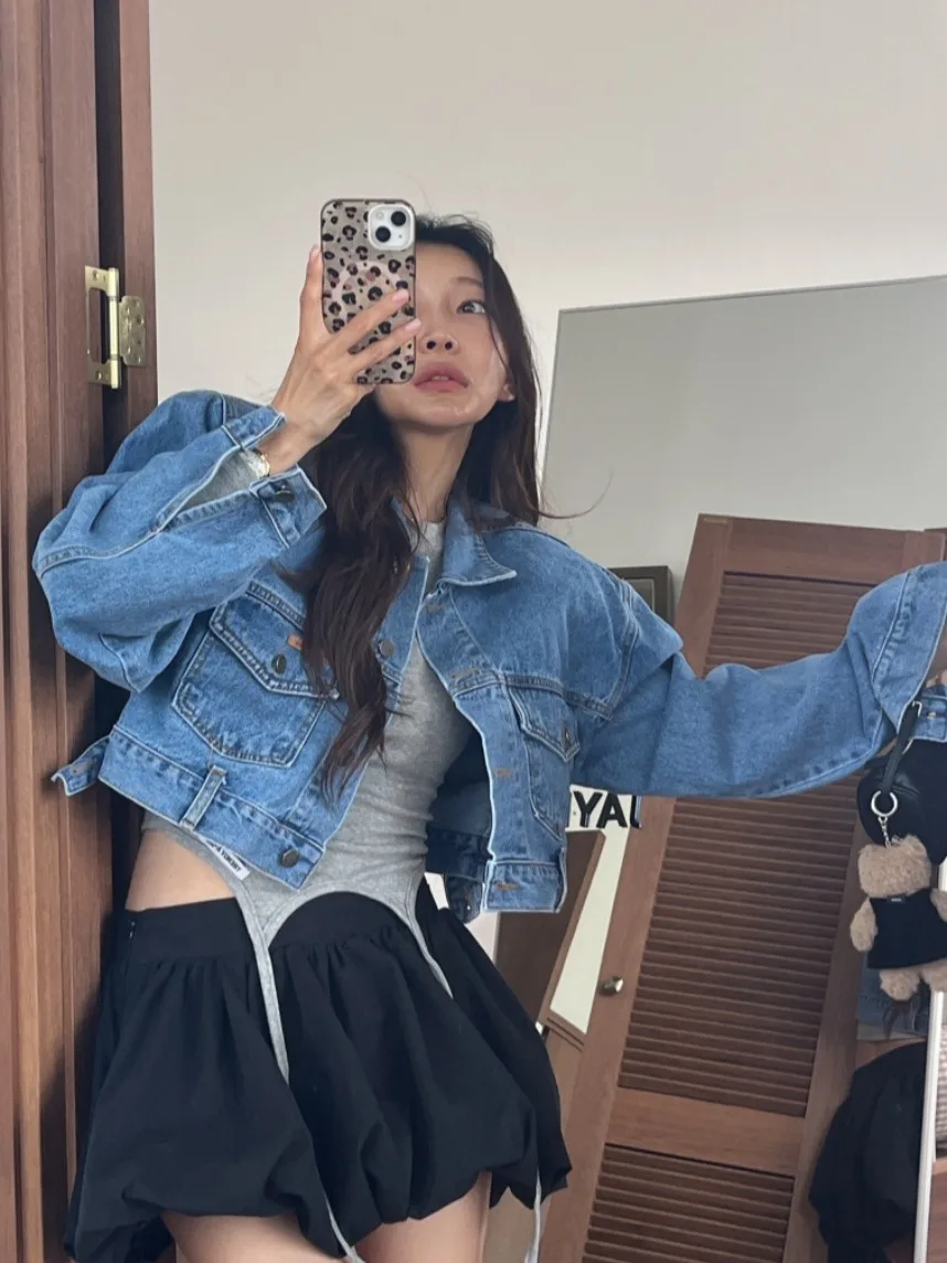 

Ретро Waed Blue с одной пуговицей и мягкой подкладкой, повседневная джинсовая верхняя одежда, Dongda Gate, осенняя новинка Sle Commute Wind