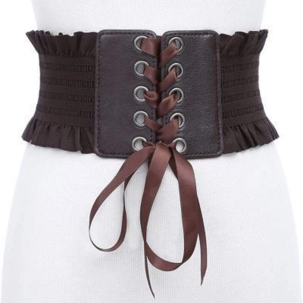 New Ladies's Retro corset Belts Pin Buckle Elastic Lace Gothic Style Cummerbunds tie rope Goth Punk For Women On Shirt Dress Bel