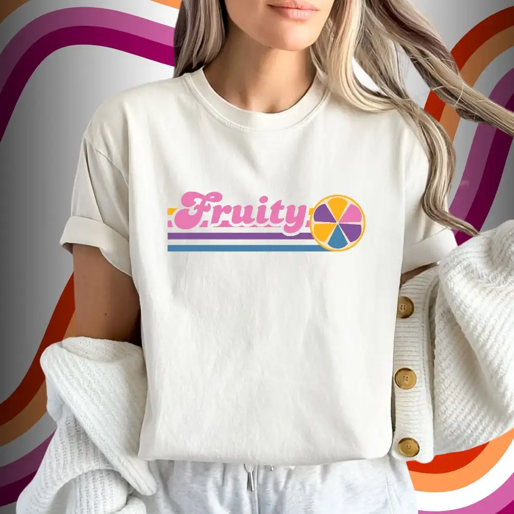 Fruity Lesbian T Shirt Pride Lgbtq Present Month Girlfriend Fruits Queer Sapphic