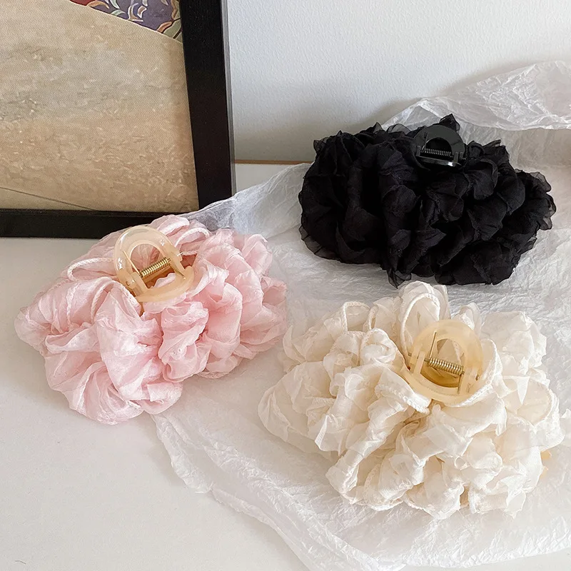 

3pcs Bowknot Hair Claw Clips Women White Pink Black Large Thick Secure Jaw Clips Volume Boost Sweet Style Daily Wear Special