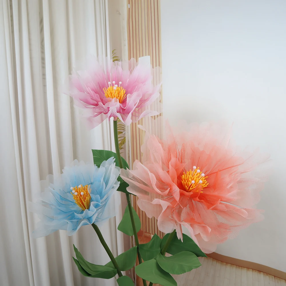 Giant Simulated Silk Screen Peony Flowers Living Room Display Valentine's Day DIY Props Decor Artificial Plants Decoration