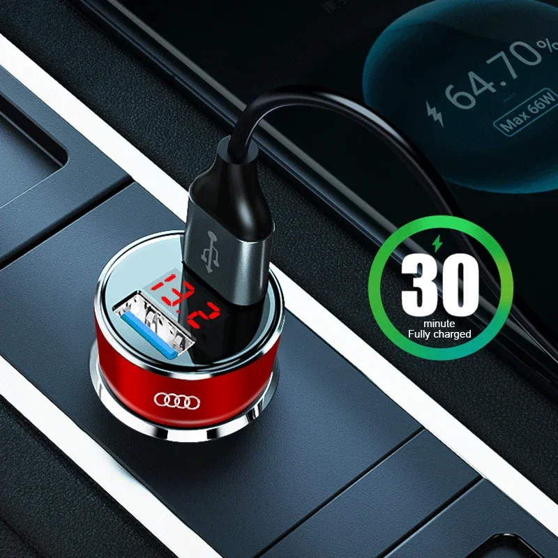 Car Charger 2 USB Ports Fast Charging Digital Display Car Chargers For Audi C5 C6 C7 A4 B6 B8 B7 A6 A3 A5 Q3 Q5 Q7 8P 8V 8L