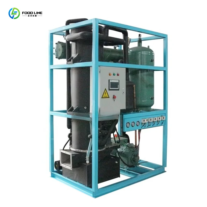 Tube Ice Making Machine Heavy Load PLC Controlled with Air Cooled Compressor and Water Pump for Concrete Batch Plant