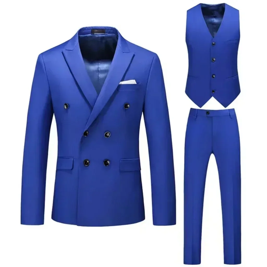 Full men's suits Notched lapel Double Breasted Three-piece suit for  Wedding dresses Graduation casual suit Banquet