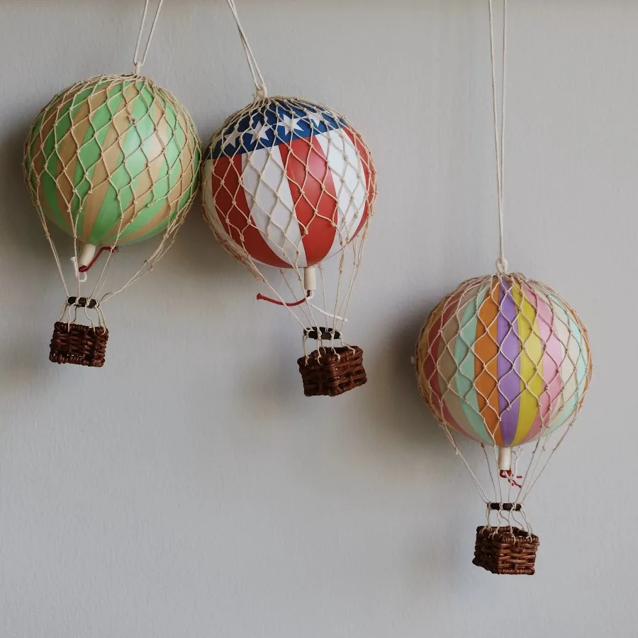 Nordic Retro Hot Air Balloon Model Pendant Modern Ins Style Home Decoration Children‘s Room Hanging Ornament Creative Gift