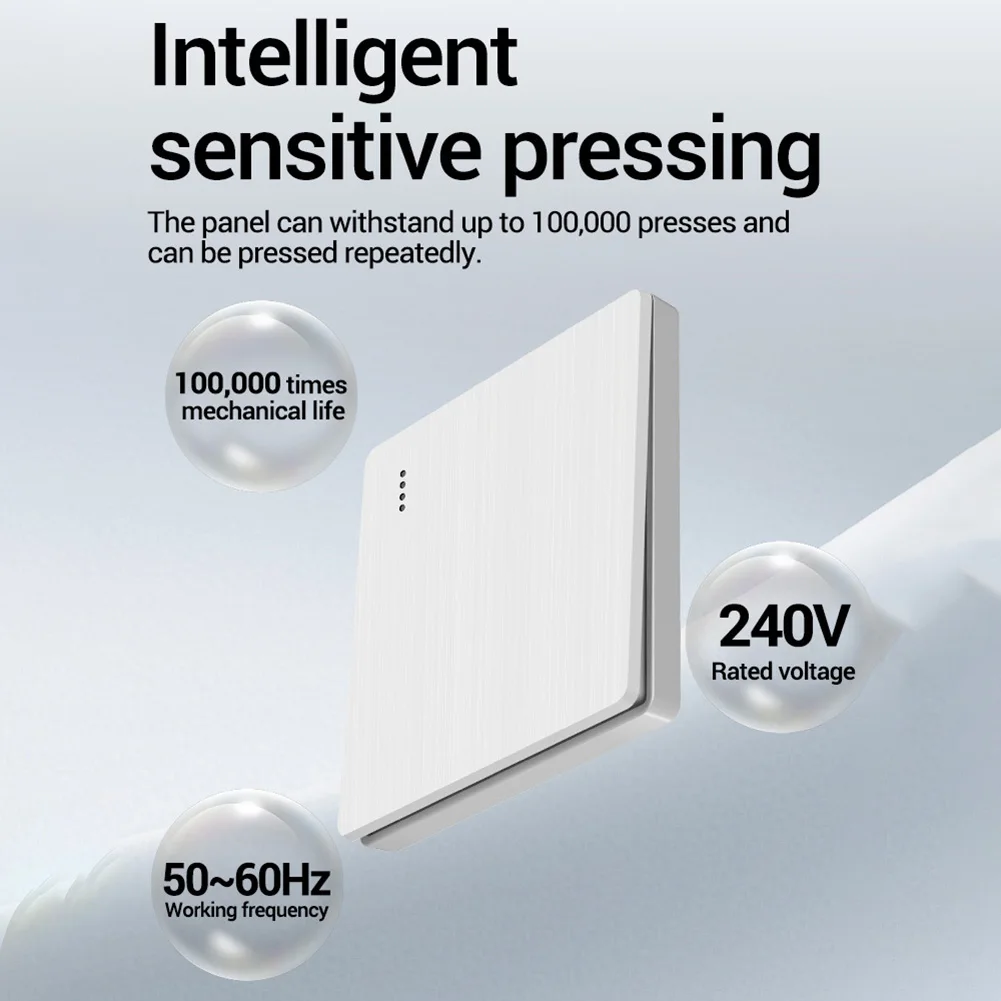 Smart Type 86 Wireless Remote Switch for 220V Lighting Load Up to 100W Peel and Paste Installation No Drilling
