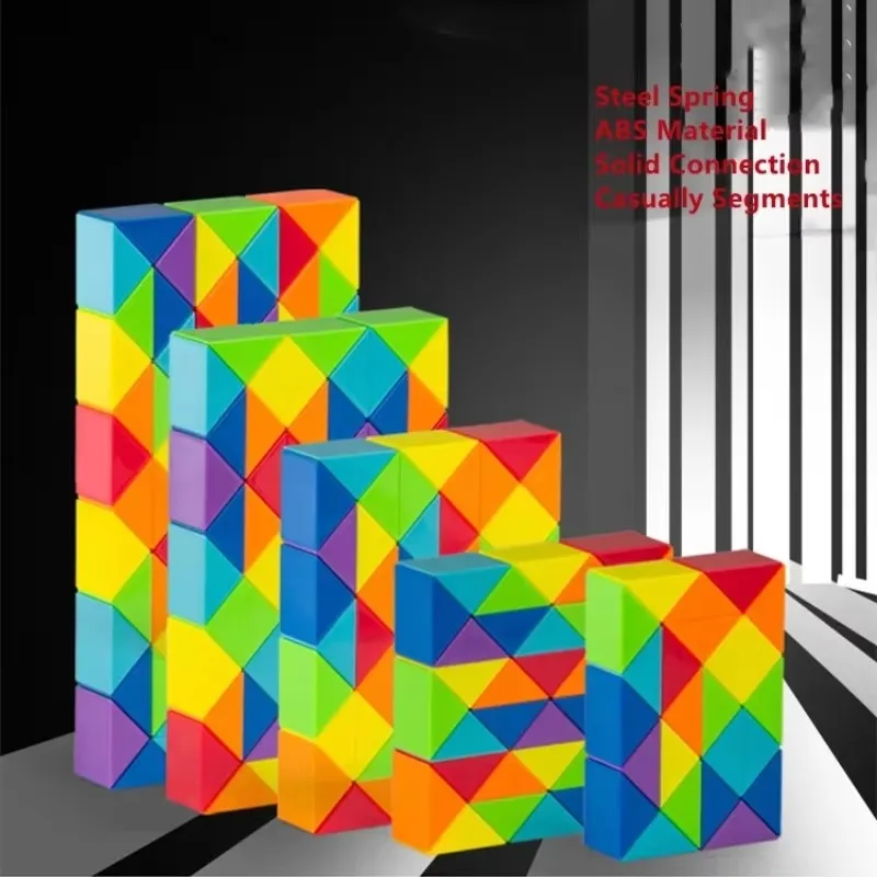 Dingsheng 24 y 36 48 60 72 segmentos regla mágica serpiente multicolor rompecabezas 3d fidget gam Fidge Cube Twist Transformable chico Puzzl