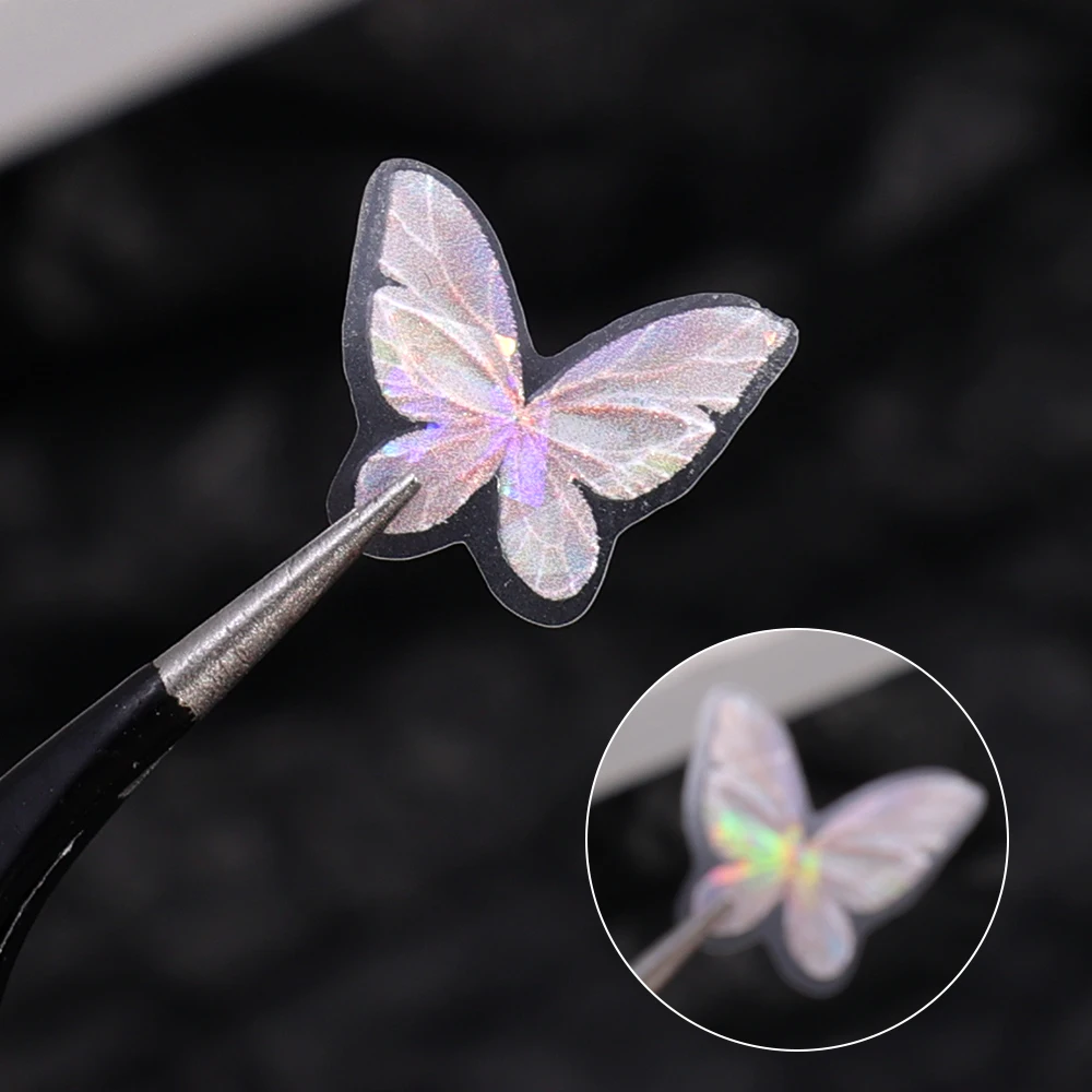 Colorful Butterfly Nail Sticker Aurora 3D Nails Art Design Self-Adhesive Stickers Butterfly Manicure DIY Decal Decoration Korean