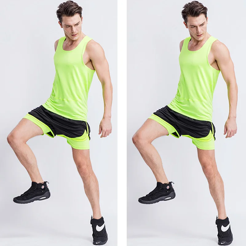 

New sports fitness set,sports shorts vest set,fitness quick-drying elastic clothes set,track and field marathon running pants