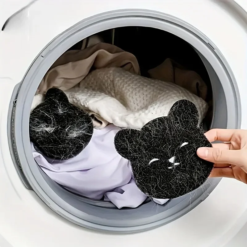 2 /4 Sets of Household Pet Hair Remover, Machine Washed Bear Sticky Sponge, Reusable, Suitable for Washing Machine, Dryer, Black