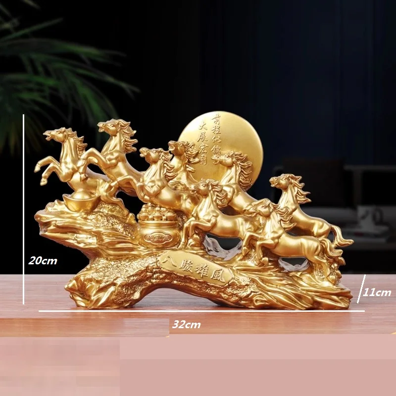 Eight Horses Resin Oranments Table Decor Fengshui Figurine Chinese Good Luck Wealth Decor Office and Home Decoration Accessories