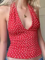 2025 New Love V-neck Strap Up Neck Tank Top with Female Sensation Bareback Inner Wear Slim Sleeveless Look Thin Short Top