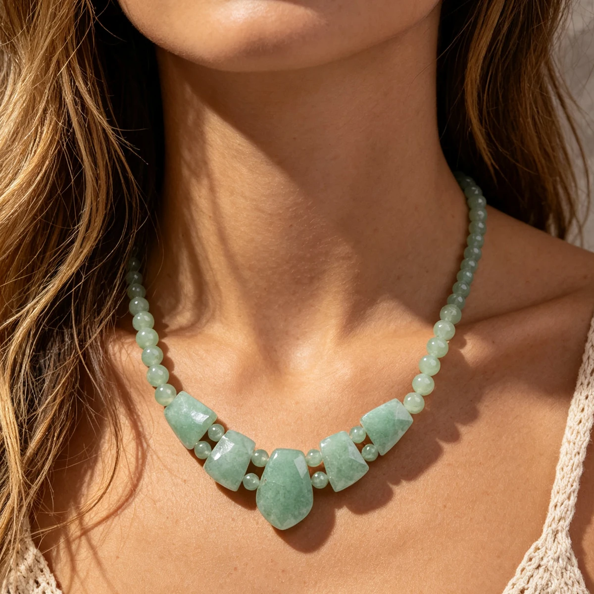 Bohemian Style Casual Dopamine Natural Stone Necklace Pendant Heavy Jewelry Suitable For Women To Wear Daily Or On Vacation