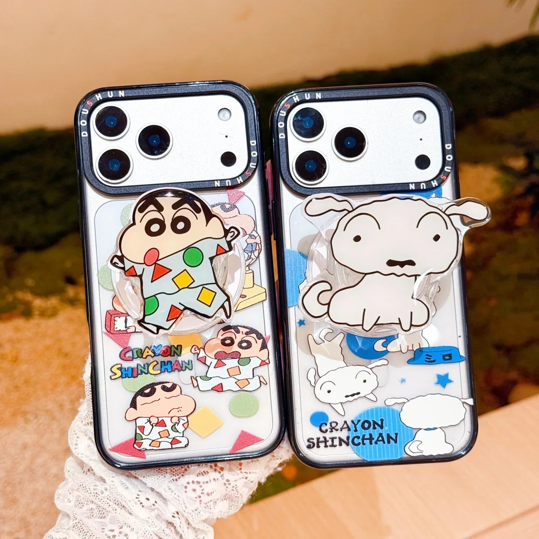 3D Crayon Shin-chan Phone Case for Samsung Galaxy S24 S25 S26 Ultra Plus for iPhone 14 15 16 17 Pro Max Shinchan Magnetic Cover