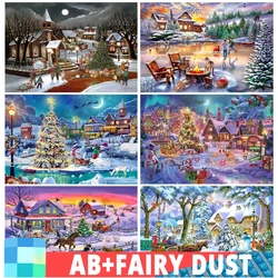 AB Fairy Dust Diamond Mosaic Winter Town Landscape Diamond Painting Christmas 5D DIY Full Drill Kit Pictures Handmade Decor Home