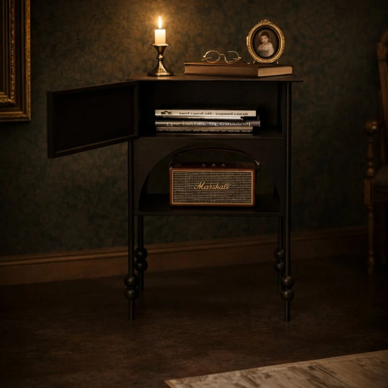 

Винтажная промышленная тумбочка, прикроватная тумбочка из кованого железа с ящиком, органайзер для хранения в деревенском стиле для домашнего декора и организации