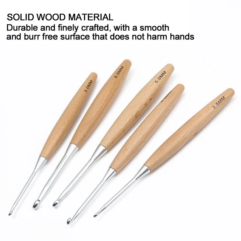 ตะขอถัก11ชิ้นขนาด3.0มม.-12มม. ตะขอโครเชต์พร้อมด้ามไม้หัวเดียวตะขอถักโครเชต์เข็มถัก