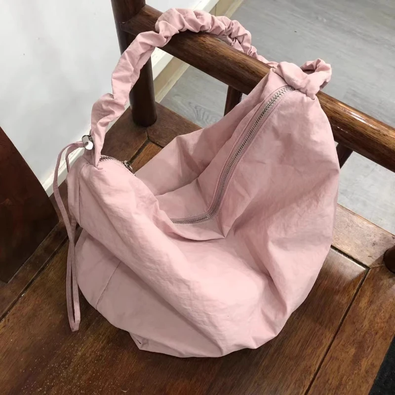 

Повседневная холщовая сумка через плечо с большой вместимостью, плиссированная сумка-пельмень на шнурке, универсальная сумка-тоут для отдыха