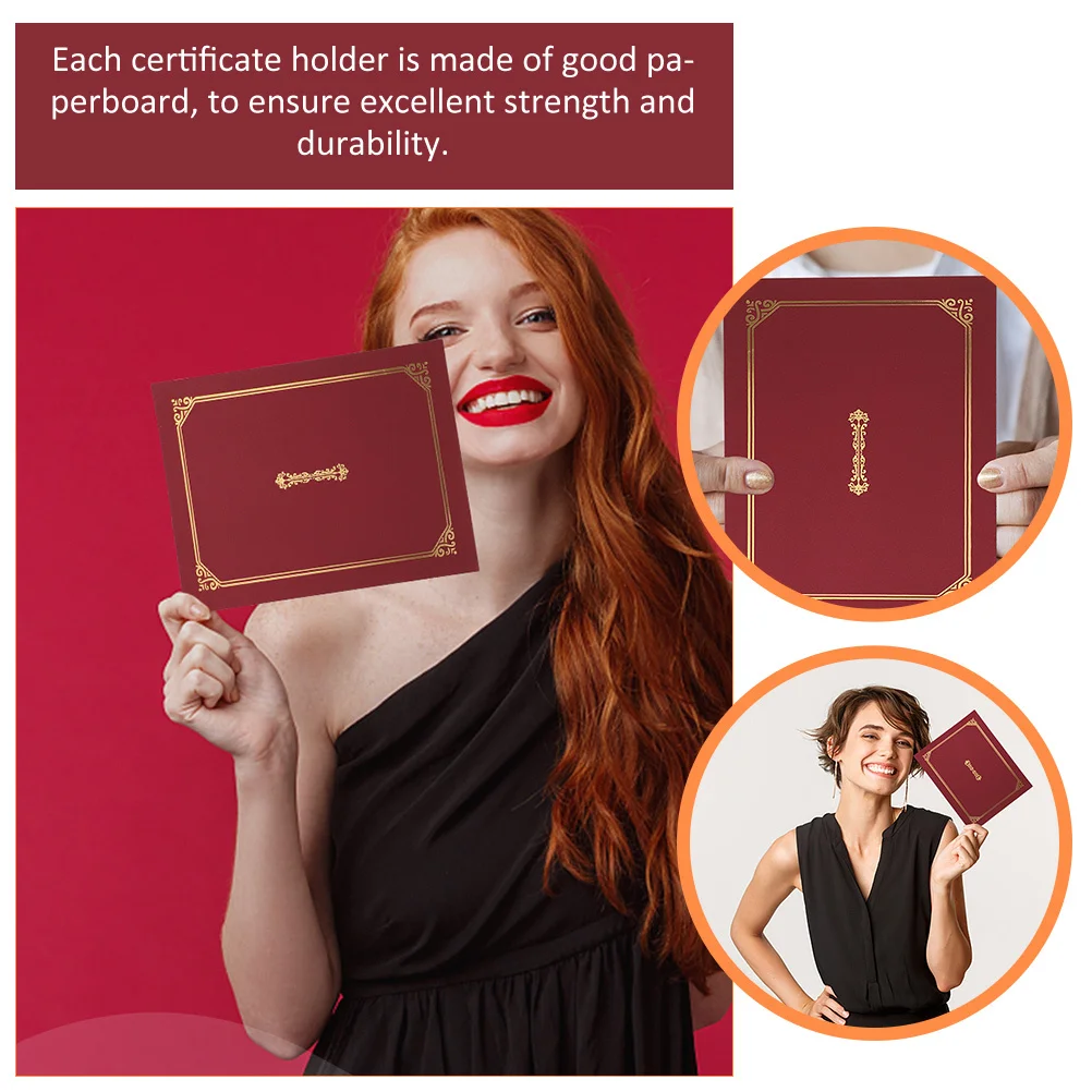 

3Pcs Certificate Cover Paperboard Diploma Holder Folding Type Graduation Document Protective Holder Envelope Award Cover