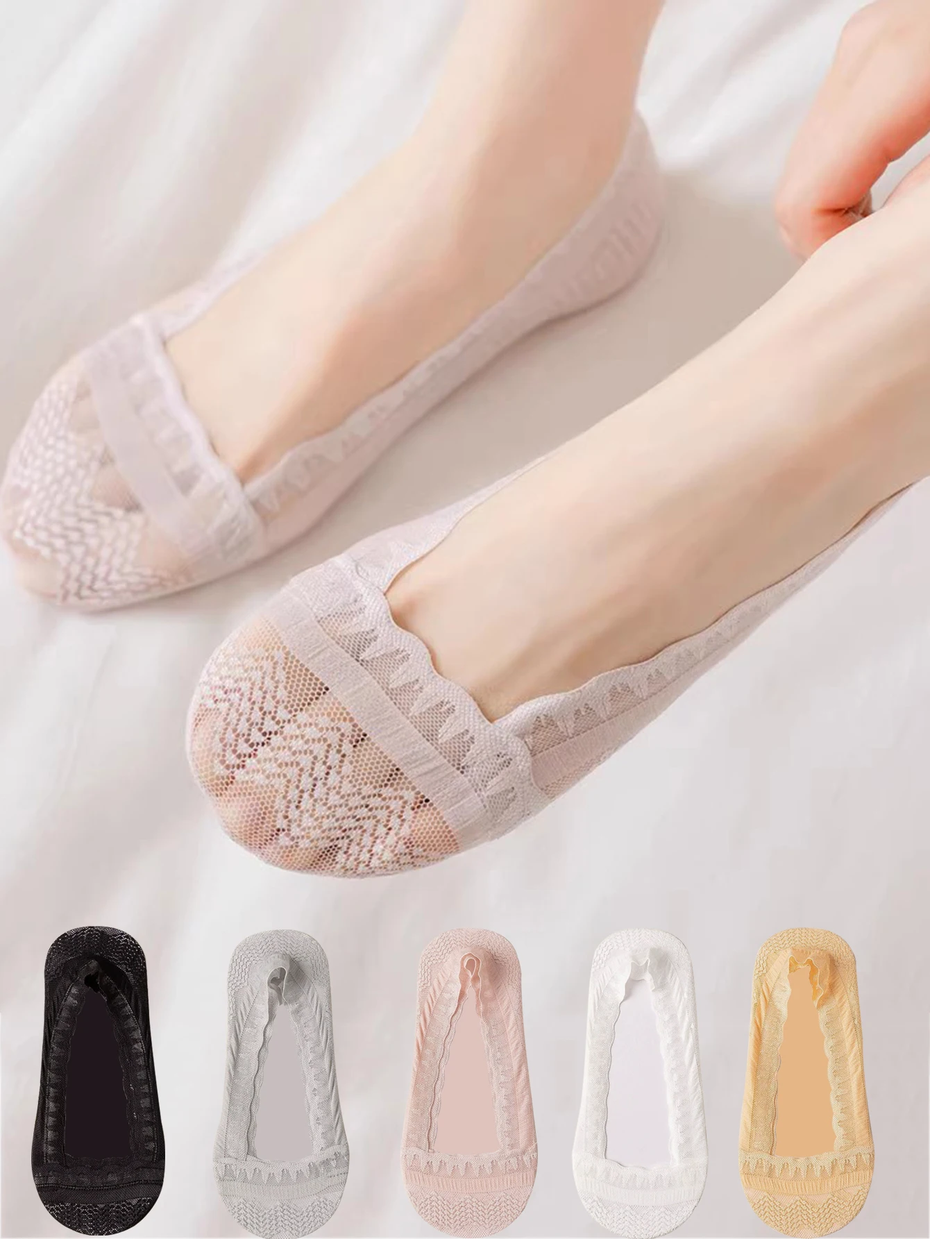 5 paia/lotto calzini invisibili da donna calzini corti in pizzo a rete da barca