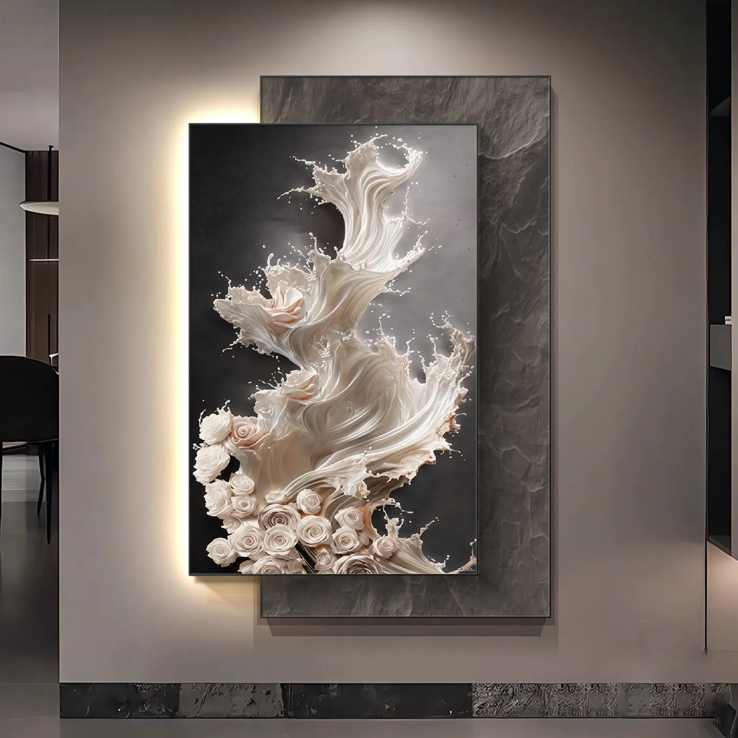 2026 New Langgao Wealth Rising Decorative Painting with a High Sense of Luxury Living Room Sofa Background Wall Hanging Mural La