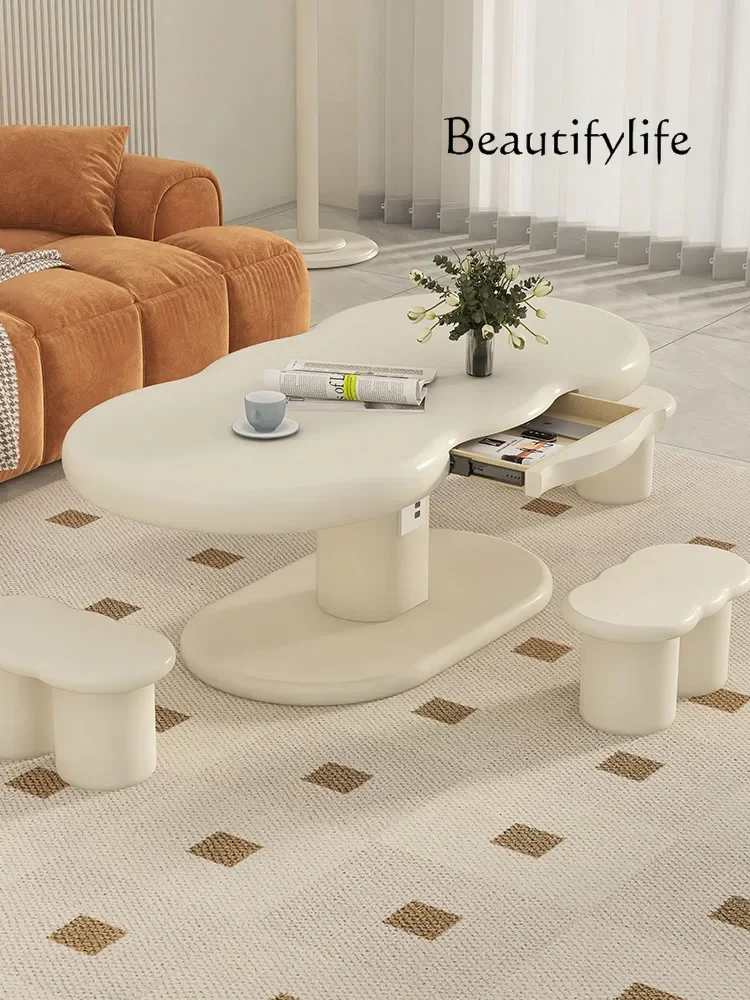 

журнальный столик Rechargeable Cream Style Multifunctional Lifting Coffee Table Dining Table Desk Dual-Use Multi-Purpose Househo