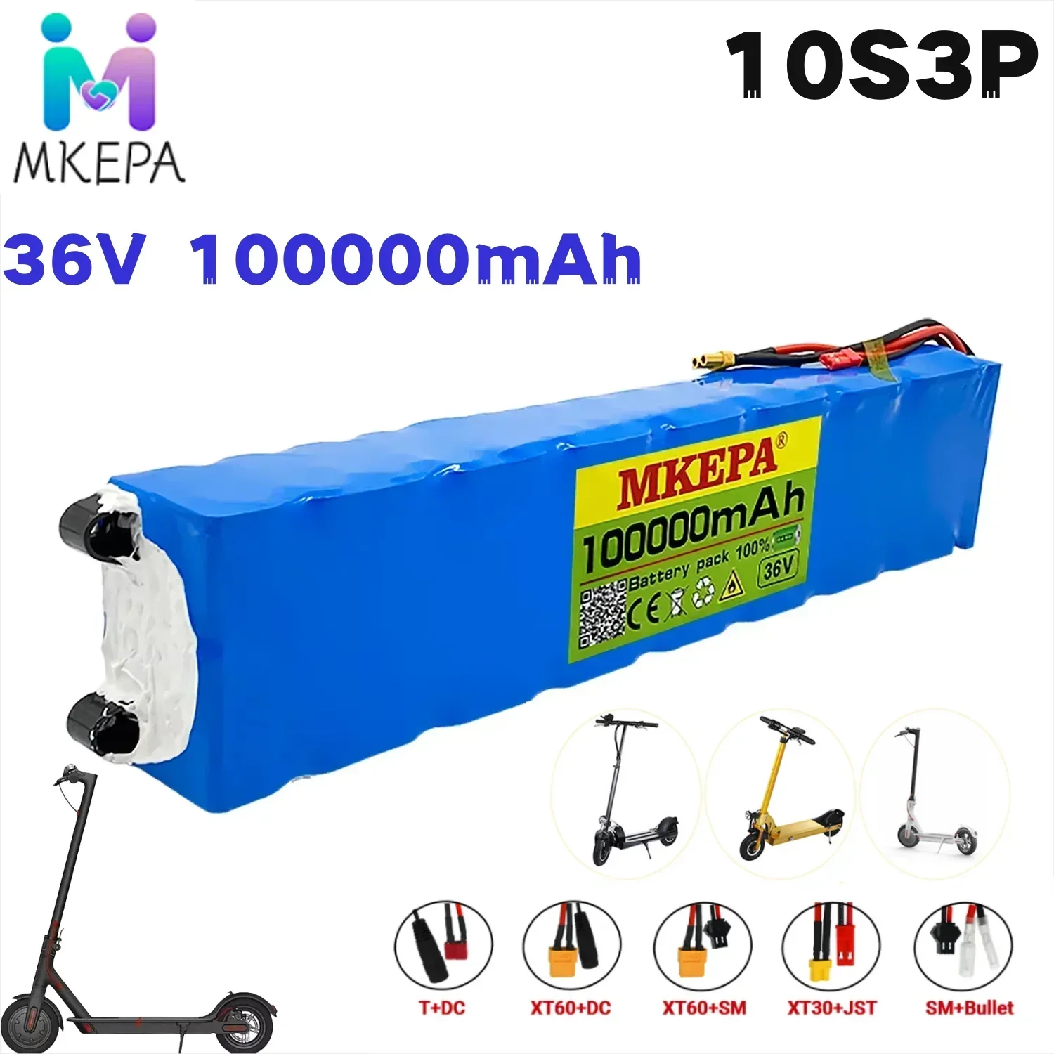 

10S3P 36V 100000mAh battery pack 18650 lithium battery, electric scooter battery suitable for M365 electric scooter+BMS