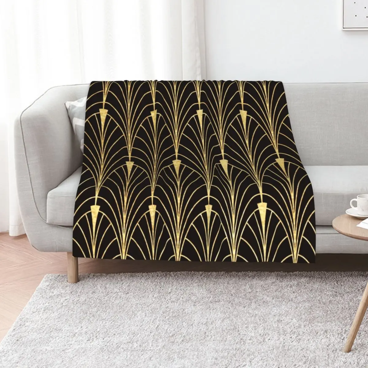Sophisticated Glitzy (Faux) Gold Art Deco Pattern Throw Blanket Travel Summer Beddings Retros Baby Luxury For Baby Blankets
