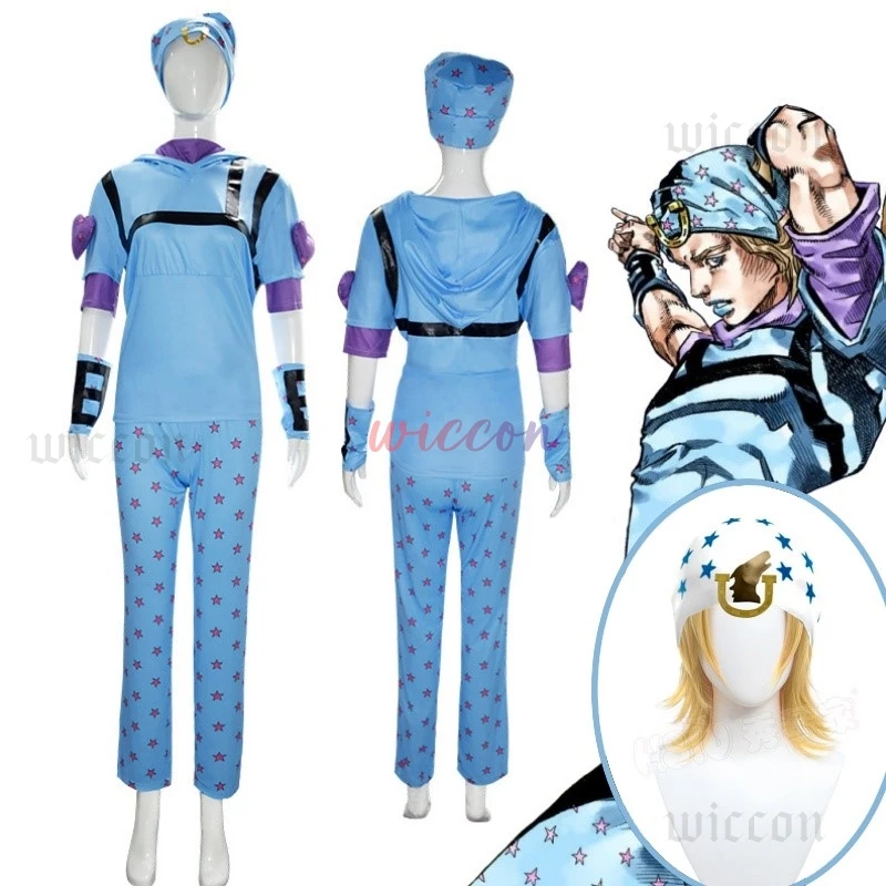 Steel Ball Run Cosplay Anime Jo Jonathan Johnny Joestar Cosplay Costume Anime Game Suit Wig Halloween Party Role Play Outfit