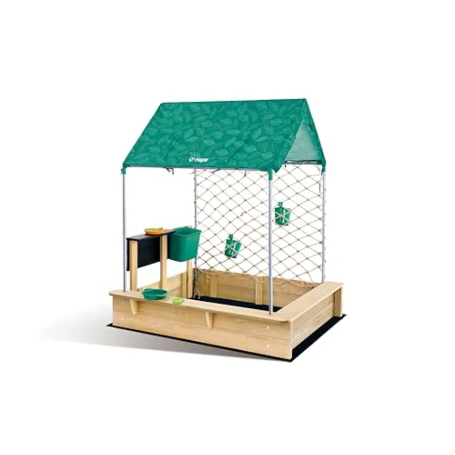 

All-in-one Sandbox Cabana Kit for outdoor garden use, made of durable PE and steel, beige with navy blue, includes waterproof s