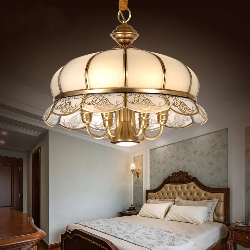 American Village Iron Bronze Pendant Light Noridc Glass Continental Retro Modern Living Room Lamp Restaurant