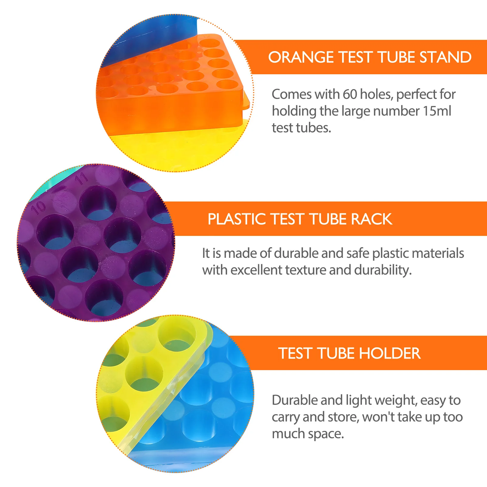 5 pcs Tube Rack 60 Holes Durable Lab Storage For 0.5Ml 1.5Ml Tubes Organizer Plastic Holder Stand Rack