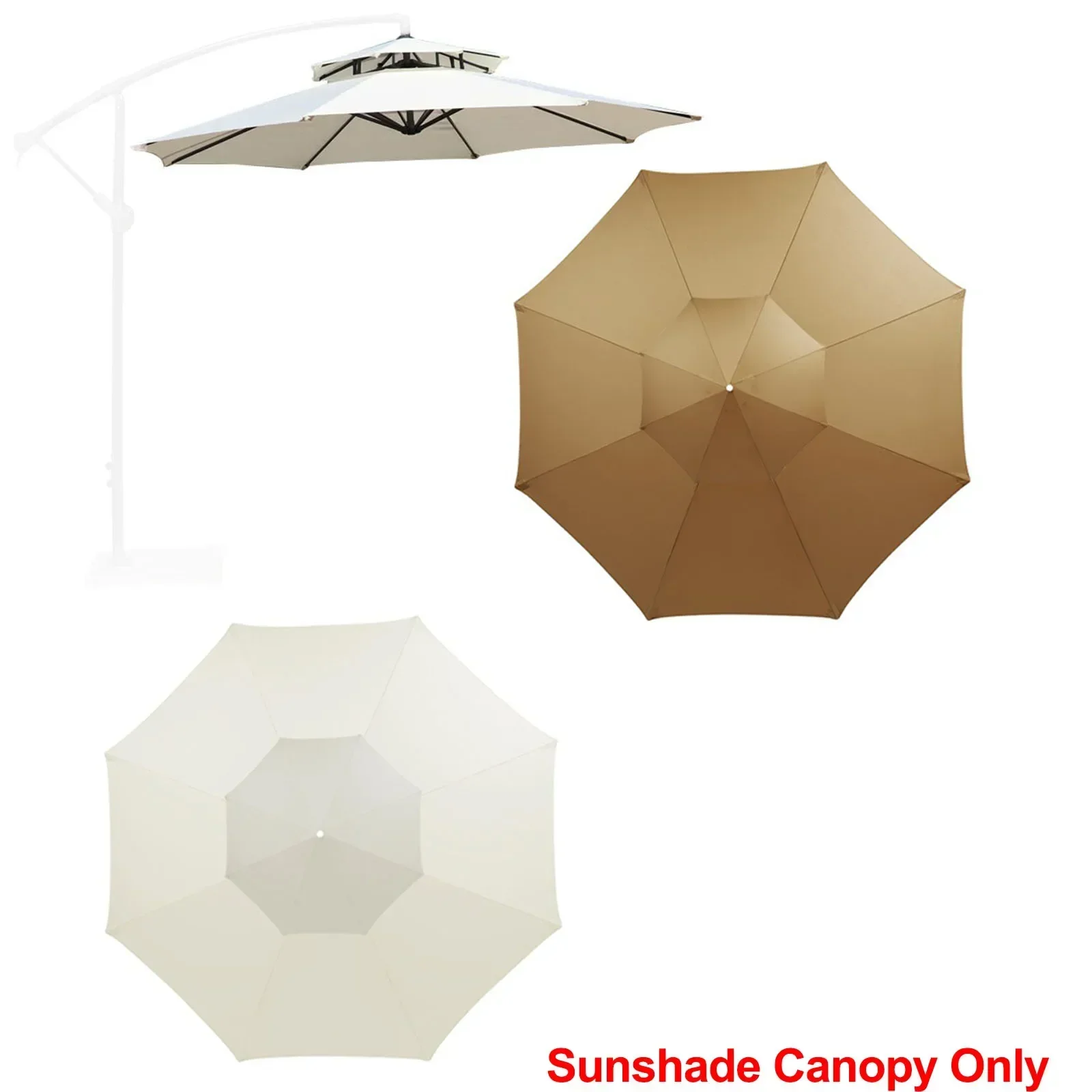 

Double-Top Sunshade Umbrella Canopy, Weather-Resistant Umbrella Fabric, 3m/2.7m 8-Rib Parasol Replacement Cloth