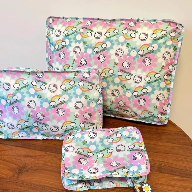 

3pcs Cute Hello Kitty Bag Cartoon Travel Storage Set Luggage Clothes Shoes Sub Packaging Storage Bag Women Accessories Wholesale