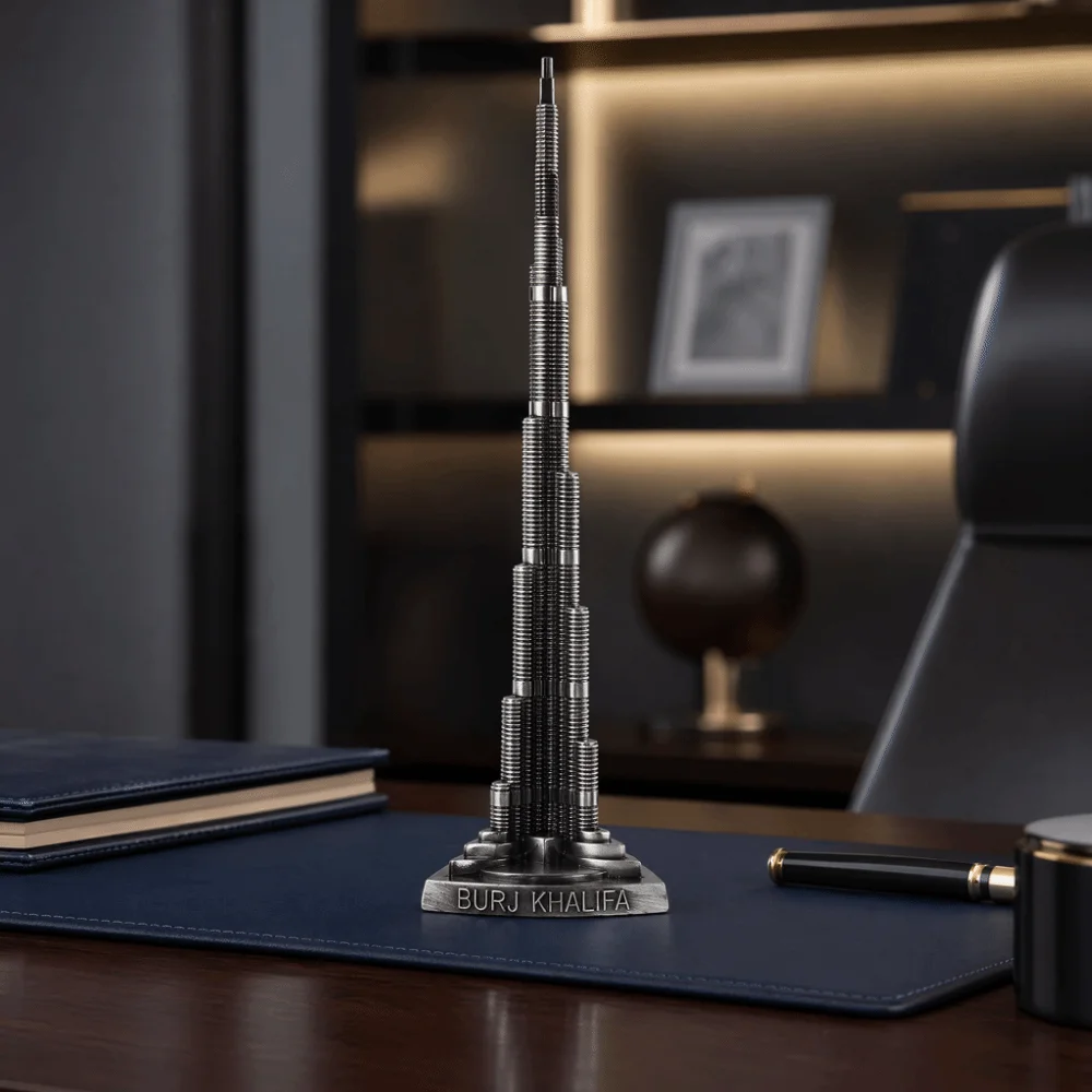 Maqueta Coleccionable de la Torre Burj Khalifa, Modelo en Miniatura de Aleación, Recuerdo de Dubái, Decoración de Escritorio Gris, Decoración de Oficina