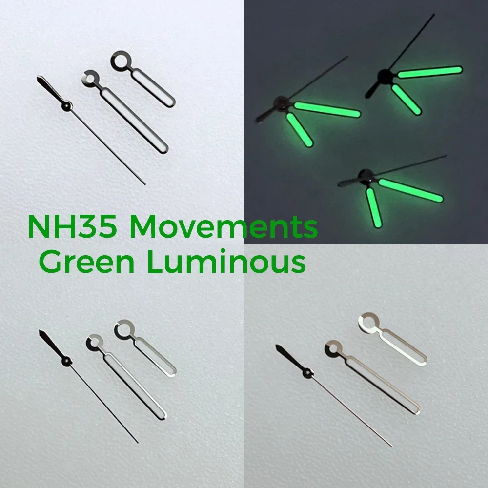 Strong Green Luminous Watch Hands Watch Replacement Accessories for PP Pointer NH35 Men's Automatic Movement 8.5*1.25*13MM
