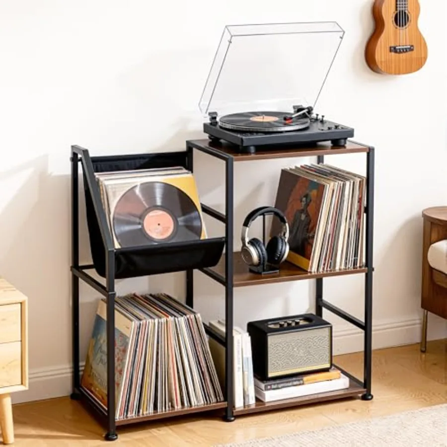 

Record Player Stand with Vinyl Storage 3-Tier Large Capacity Vinyl Record Storage Cabinet for 300+ Albums Media Table with Viny