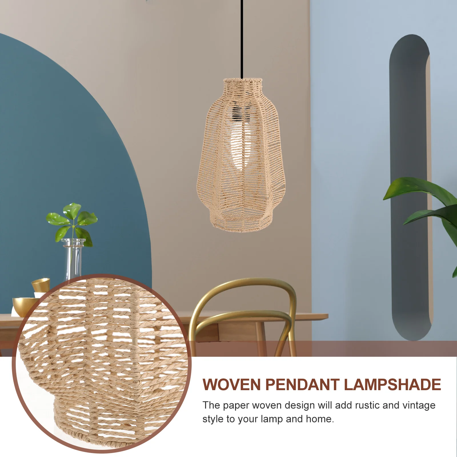 

Стабильный тканый абажур, подвесная люстра, деревенский декоративный потолочный светильник, чехол для спальни, гостиной, отеля, простая установка, большой