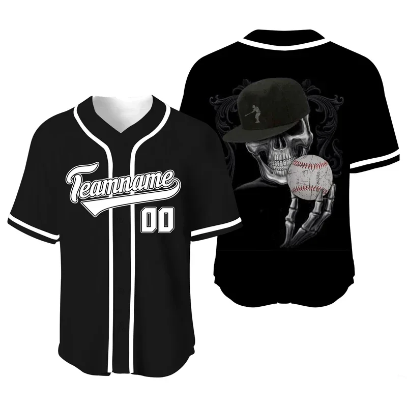 

Black Skull Boll Tee Shirt Baseball Plus Size Retro Jersey Custom Team Summer Fashion Cool Tshirt Men Clothing Design T-Shirts