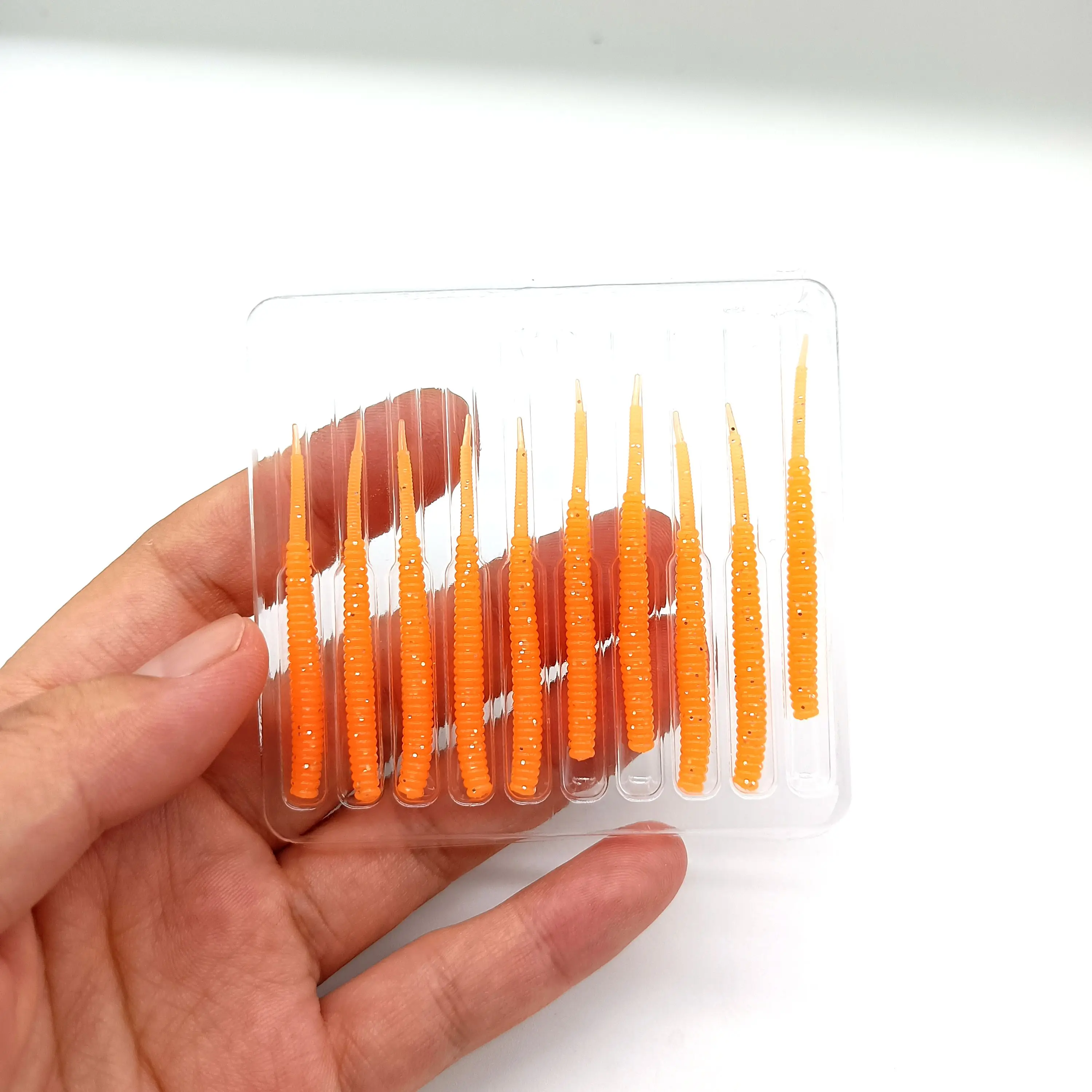 DUODUOYU 10 TEILE/LOS Kleine Weiche Angeln Locken 0,4g/40mm Wobbler Künstliche Nadel Schwanz Silikon Köder Wurm köder Angelgerät – Detail 2