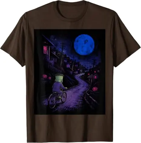Frankenstein auf Fahrrad Halloween Fahrrad Radfahren T-Shirt Y2k Fahrradtour Vollmond Radfahren Gruselige Geschenke Grafik-T-Shirt Geschenke – Detail 9