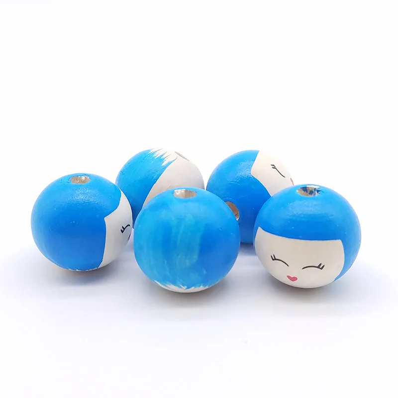 Charm Hardwood Face Doll Head Wood Beads Boys And Girls Products DIY Children For Jewelry Making Amul Accessories