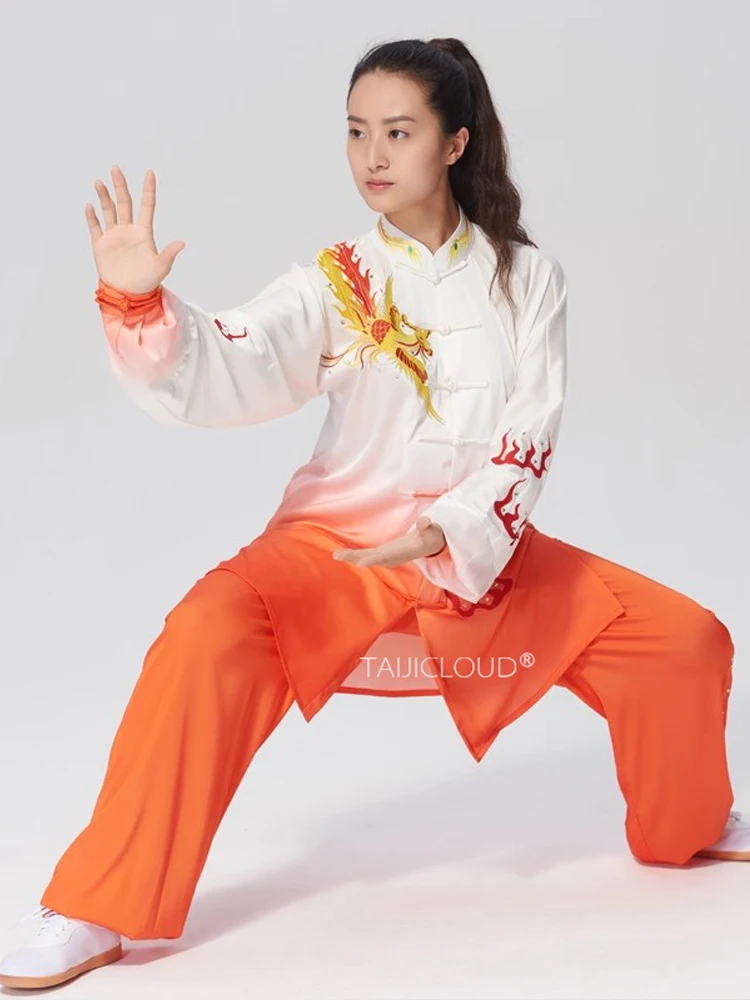 Imperial Phoenix Taichi Set Stretch Mulberry Silk Performance Wear w/ Embroidery Unisex Competition Kung Fu Suit