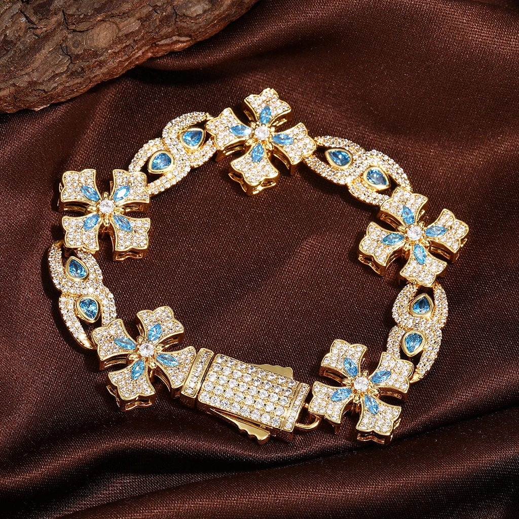 

Floral Hourse Eyes Zirconia 8 Figure Infinity Bracelet Cuban Chain Water Drop Stones Full Paved 5A+ CZ Luxury Fashion Bangle