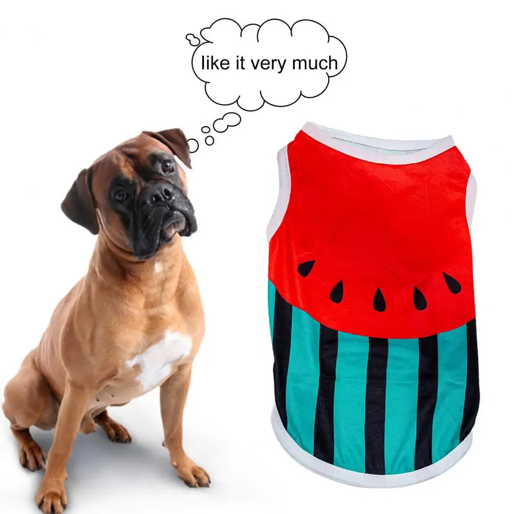 Pet Pajamas Stripe Pattern Letters Printing Watermelon Drawing Pet Dog Sleeveless Coat Clothes T-Shirts Breathable For Outdoor