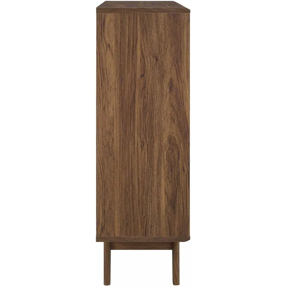 Three-Tier Display Storage Cabinet Stand, Walnut