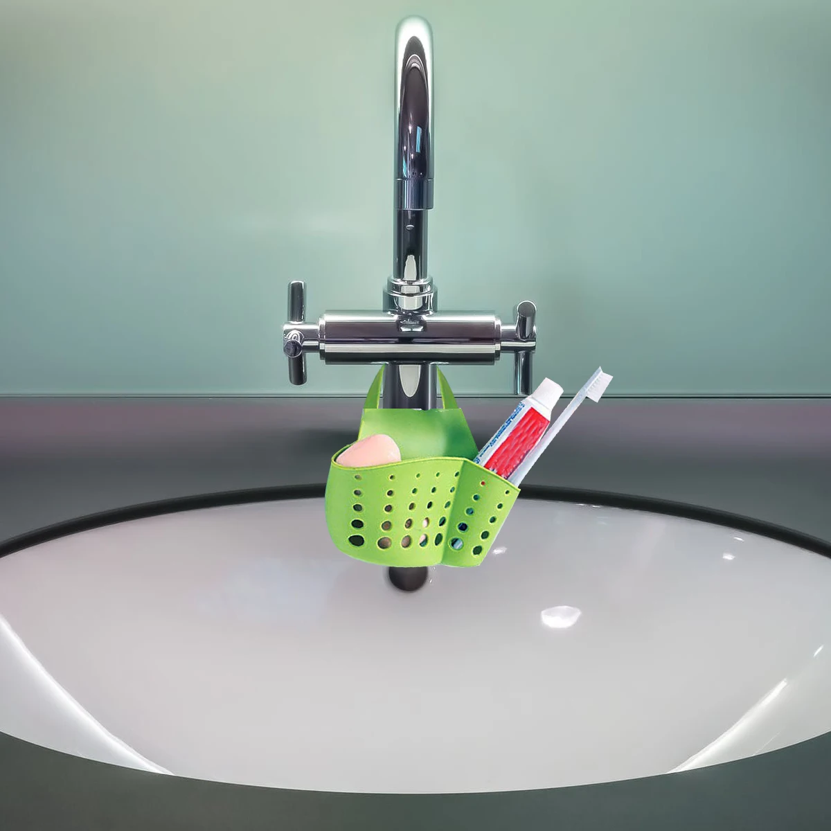 

Hanging Sink Basket Drain Organizer PVC Storage Shelving Bag Bathroom Gadget Kitchen Strainer Adjustable Snaps Easy Installation